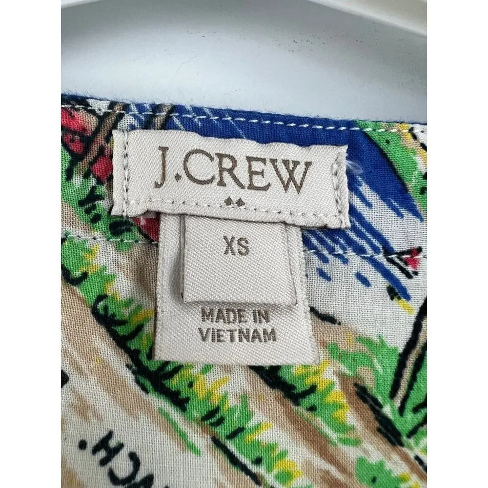 J.Crew Hawaiian Print Cotton Tunic Top Cover Up XS Tropical Beach Pineapple